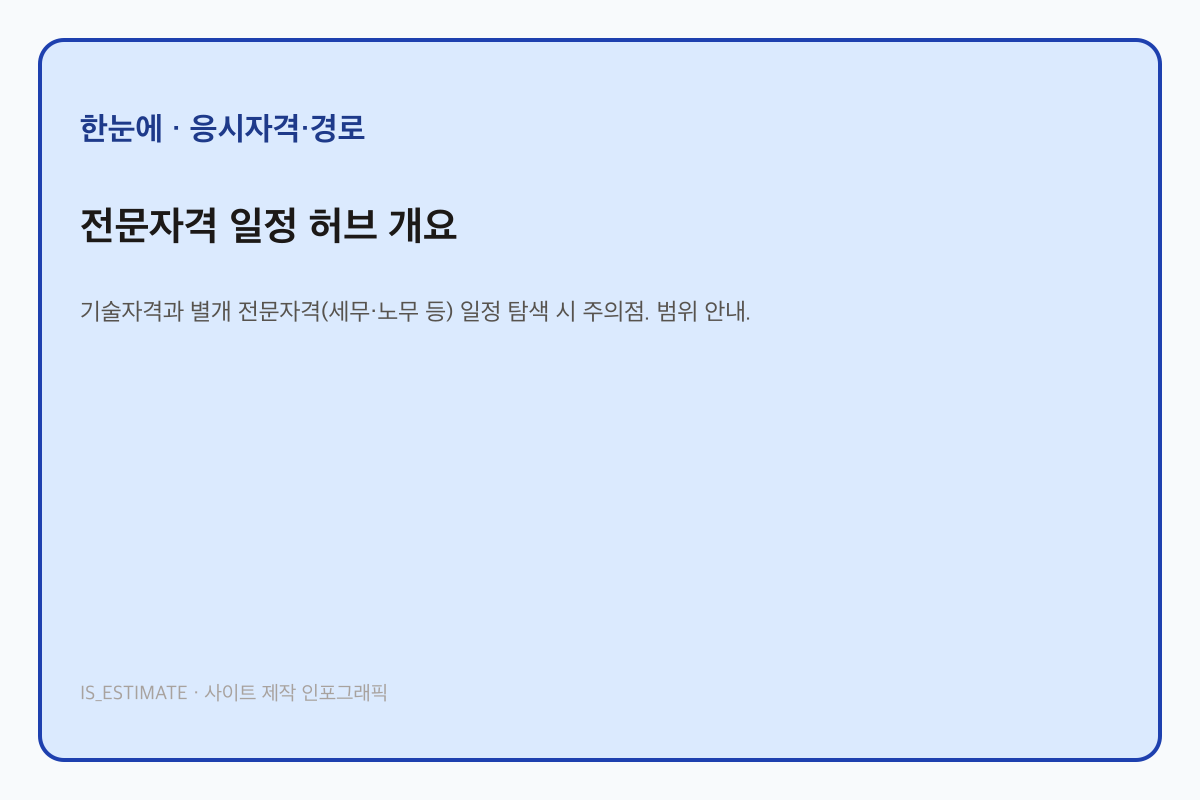 전문자격 일정 허브 개요 인포그래픽